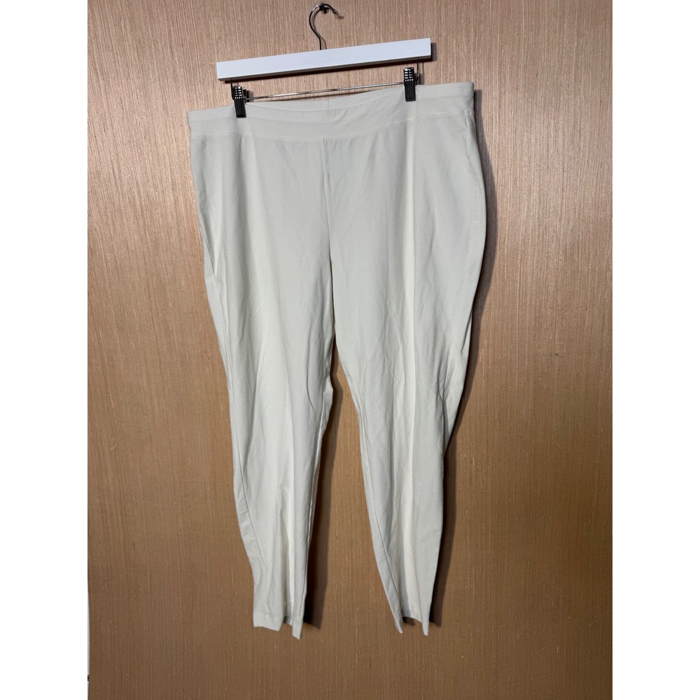 Eileen Fisher Womens 1X Bone Viscose Stretch Crepe Slim Tapered Pull On Pants